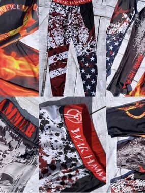 War Hammer Women’s Red, Black & White Graphic Leggings